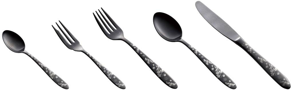 【ポイント2倍】ステン シーク 黒酸化発色 ローズ ブイヨンスプーン【レーザーマーキング加工】 EBM vol.25[24-1]カトラリー・箸