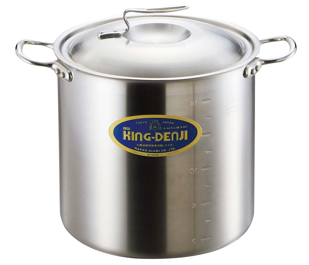 【ポイント20倍】ニューキングデンジ 寸胴鍋(目盛付)18cm【電磁調理器200V】 EBM vol.25[93-1]IH・ガス兼用鍋
