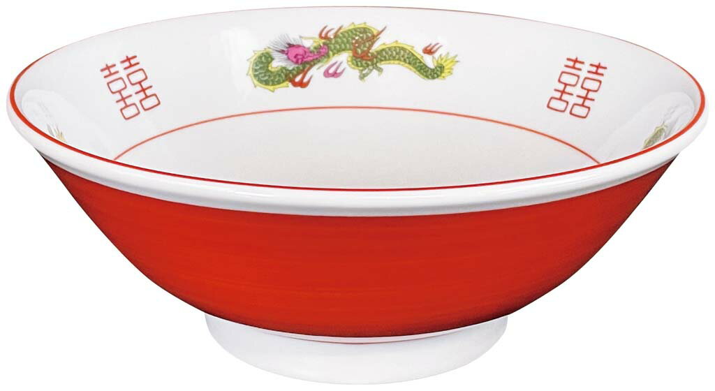 【ポイント20倍】磁器 中華食器 赤巻三ツ竜 高台丼 7寸(φ215)【レンジ】【食器乾燥機対応】【洗浄機OK..