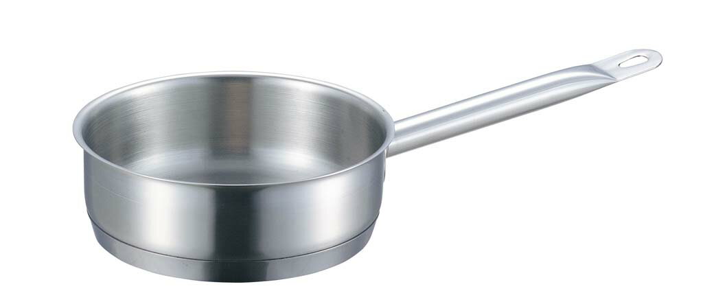 【ポイント20倍】EBM 18-8 プロシェフ IH 浅型 片手鍋 22cm 蓋無【電磁調理器200V】 EBM vol.25[90-5]IH・ガス兼用鍋