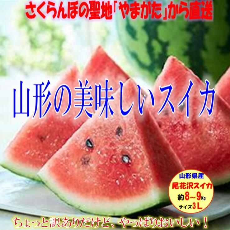 【早期予約／8月上旬発送】尾花沢スイカ 山形県産 『尾花沢スイカ』 3Lサイズ 2玉入り スイカ生産量日本一 甘くてジューシー ご家庭用 訳あり 果物 フルーツ 送料無料 山形県産 8～9kg