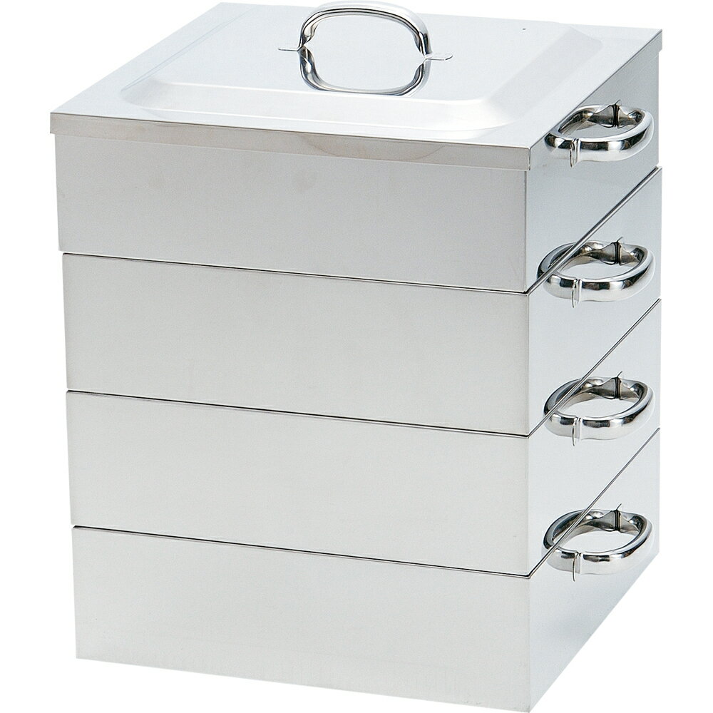 桃印　電磁調理器（IH）対応業務用角蒸し器　3段42cm　蒸し器　ステンレス　IH対応