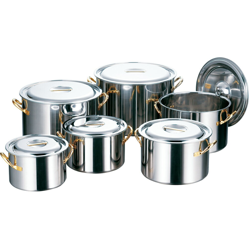 クラッド半寸胴鍋36cm　IH対応　ステンレス半寸胴鍋