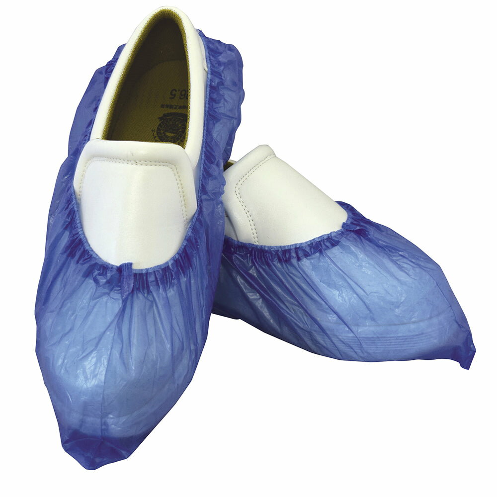 PEシューズカバー　ブルー　100枚入　使い捨てタイプ　【あす楽対応】