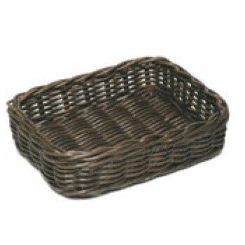 籐バスケット 角長 茶 16-038 400×300×100【業務用】【籐かご】【パンかご】