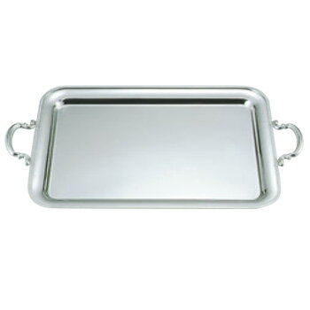 UK 18-8 菊渕 角盆 20インチ 手付【シルバートレー】【お盆】【トレイ】