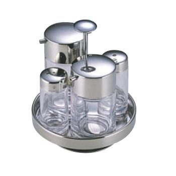 #800 四本立(回転式)カスターセット ガラス製【調味料入れ】