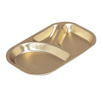 蓚酸アルマイト ランチ皿 長方型(3食)115【食器】【給食】【皿】