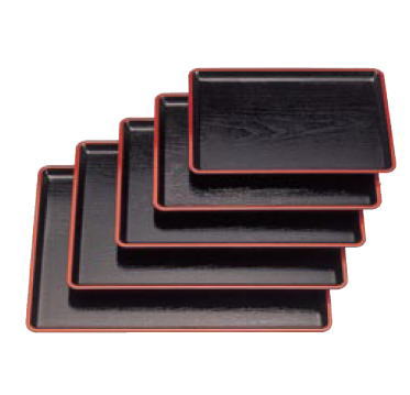 A桐木目長手盆 黒渕朱 1-64-10 尺4寸【お盆】【料理盆】【膳】【会席膳】【和食】【日本料理】【トレー】【トレイ】【漆器】【業務用】