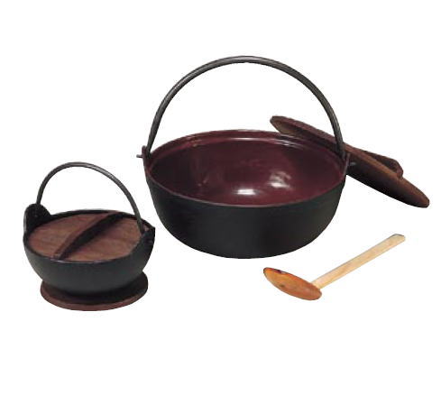 トキワ 鉄 やまが鍋 401(茶ホーロー) 21cm (杓子付・段無)【鍋】【鍋料理】【田舎鍋】【民芸鍋】【宴会】【業務用】