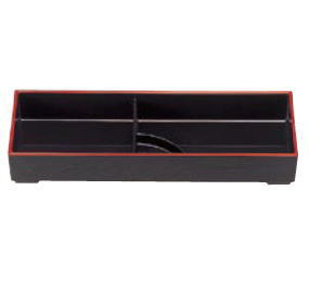 A大寿弁当用 タレ付 黒渕朱 1-376-9【弁当箱】【松花堂弁当】【松花堂】【お弁当】【業務用】