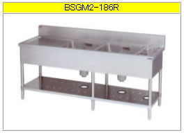 マルゼン 二槽ゴミ入・水切付シンク（430ブリームシリーズ） BSGM2-186R【代引き不可】【流し】【業務用シンク】【ステンレスシンク】【ダスト付シンク】【ゴミかご付シンク】【流し台】【厨房用シンク】