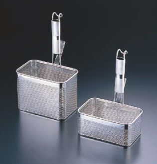 UK18-8パイプ柄パンチング角てぼ横型 S 【業務用てぼ】【網】【そば うどん パスタ】【18-8ステンレス】【UK】【湯切り】【麺揚げ】【業務用】