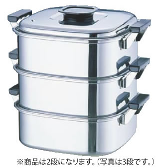 桃印18-0角型蒸器 27cm 2段 【IH対応】【蒸し器】【業務用】