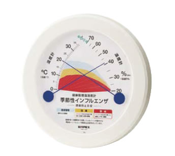 季節性インフルエンザ感染防止目安温湿度計 TM-2582【乾湿球湿度計】【thermometer】【業務用】