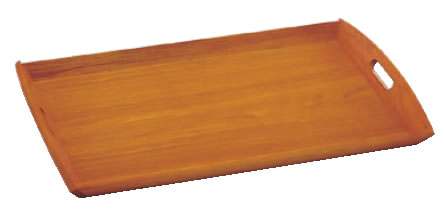 新型脇取盆 茶(栓材) 大 17196【トレイ】【お盆】【業務用】