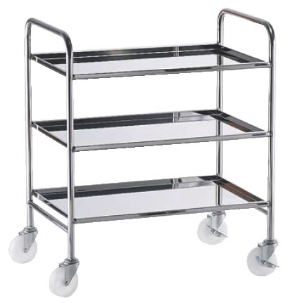 TKG18-8衛生サイドアップワゴン3段 ゴム車 【代引き不可】【配膳ワゴン 配膳カート】【厨房用カート サ..