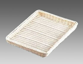 籐 浅型パンカゴ 42号 白 16-732W【かご】【バスケット】【業務用】