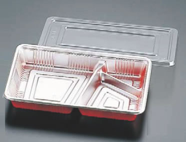 仕切付弁当容器 透明蓋付 LC-9P (100セット入)【使い捨て容器】【使い捨て食器】【プラ容器】【業務用】