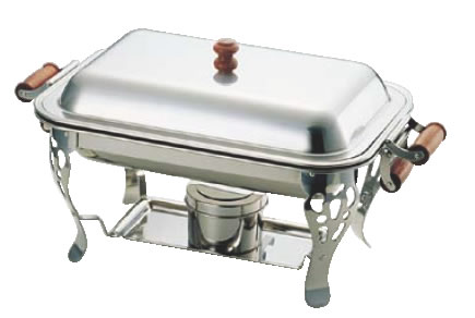 UK18-8木柄角チェーフィングデッシュ シングル 20インチ【代引き不可】【スタンド】【飾り台】【業務用】