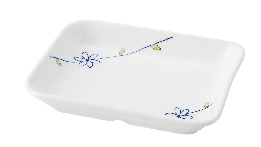 UD焼物皿　ラインフラワー（青）(818UDYA)【メープル】【おかるのキモチ】【軽量強化磁器】【皿】【焼..