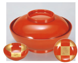 柳椀 朱見返市松春秋【椀物】【煮物椀】【椀盛り】【菜盛り椀】【雑煮椀】【多用椀】【耐熱椀】【食洗機対応】【正月に】【W-2-52】