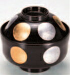 ひさご型煮物椀 黒刷毛目金銀日月 本漆塗手描磨蒔絵【椀物】【煮物椀】【椀盛り】【菜盛り椀】【味噌汁..