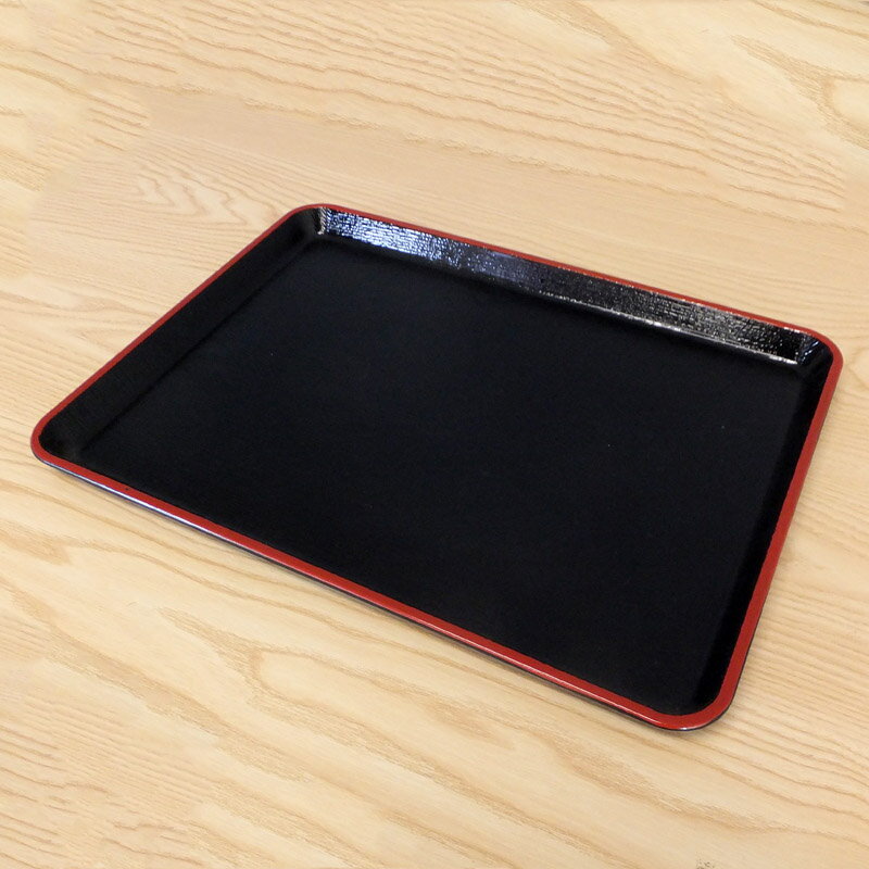 耐熱ケヤキ長手盆 黒天朱 尺5寸【お盆】【和食盆】【敷膳】【角盆】【トレイ】【トレー】【運び盆】【1-90-16】