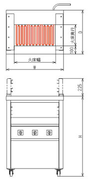 ヒゴグリラー 二刀流タイプ 床置型 3H-215【代引き不可】【業務用】【焼台】【串焼き】【やきとり】【魚焼器】【網焼き】【電気グリラー】【上火・下火】【二段コンロ】