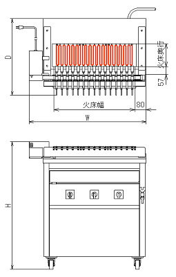 ヒゴグリラー クルクルcタイプ 3K-012X【代引き不可】【業務用】【焼台】【串焼き】【やきとり】【自動回転】【くし回転】【電気グリラー】【下火】