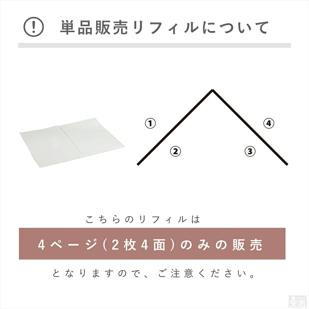 KIPROSTARストアの【送料無料】追加用・交換用 専用品 メニューブック ハードカバー 結シリーズ(PRO-MHA4)用リフィル1枚【メール便】｜アングル2