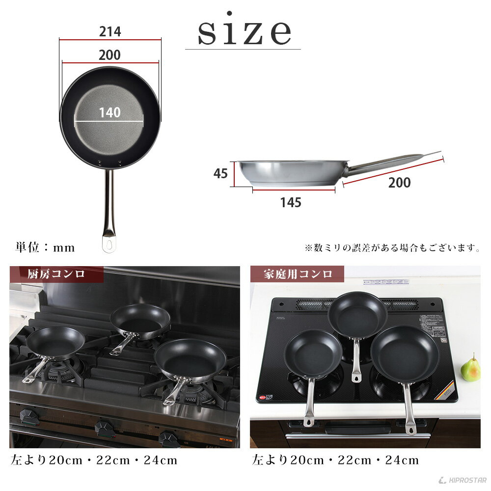 IH対応ステンレスフライパン20cmフッ素樹脂コーティング加工【フッ素樹脂コーティングフライパン】【業務用】【あす楽】