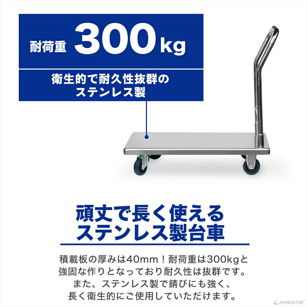 【即日出荷】平台車ステンレス業務用キャリーラック(組立式)積載荷重300kg【手押し台車運搬台車ステンレス台車静音引越用台車業務用重量物運搬キャスター付台車業務用台車ステンレス】