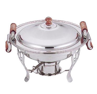 UK18-8 木柄丸 チェーフィングディッシュ (両手) 18インチ