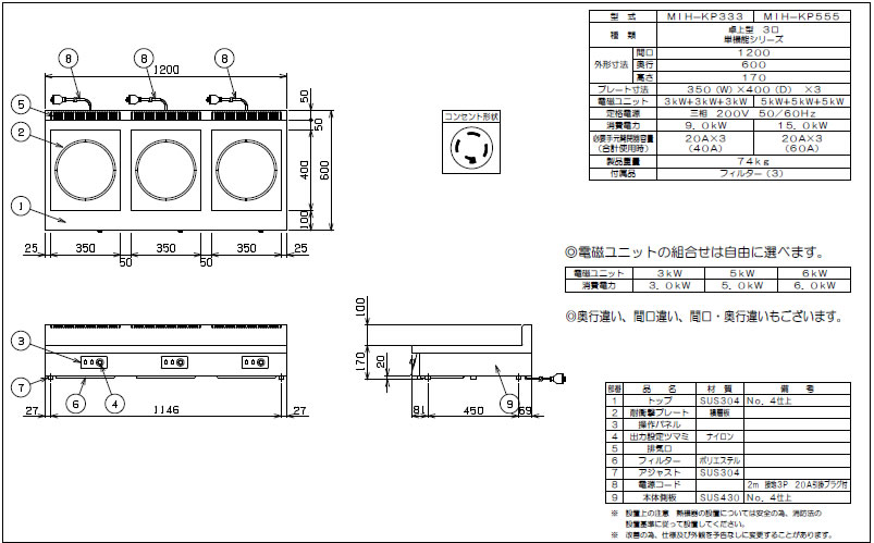 マルゼン IH式 電磁調理器《IHクリーンコンロ》 MIH-KP333【代引き不可】【業務用 電磁調理器】【IHコンロ】【IH調理機】【業務用】