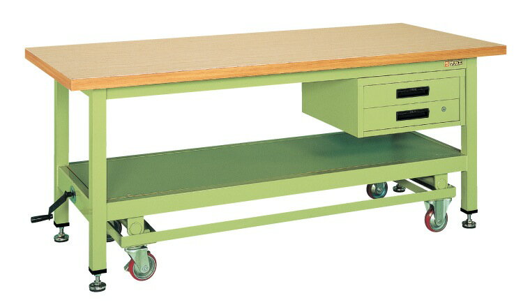 【個人宅配送不可】超重量作業台KWCタイプ・ハンドル昇降移動式 KWCG-12B【代引き不可】