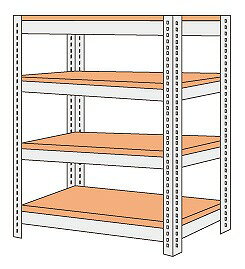 ※こちらの商品はメーカー直送のため代金引換はできません。 棚板が木製ですので陶器・ガラス製品等の割れ物にも適しています。 寸法：W1500×D900×H1800mm 段数：4段 耐荷重(棚1段当り)：200kg 耐荷重(棚1連当り)：1000kg 本体色：ホワイトグレー 注意事項：棚板段数は、天棚及び底棚を含みます。関連商品