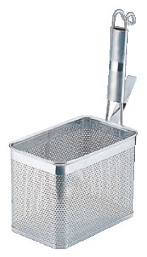 エコクリーン UKパンチング角てぼ 縦型 L 18-8 【業務用てぼ】【エコクリーン】【網】【そば うどん パスタ】【18-8ステンレス】【UK】【湯切り】【麺揚げ】【業務用】