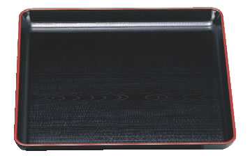 新木目角盆 黒天朱 尺1寸 1-72-17【お盆】【トレイ】【トレー】【会席盆】【業務用】