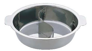 UKチリ鍋 (2仕切・蓋なし) 29cm(18-0) 【IH対応】 【IH 電磁調理器対応】【ちり鍋 チリ鍋】【料理演出用品】【和食卓上鍋】【業務用】