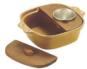 SAアルミゆどうふ鍋 15cm (茶・2枚フタ・仲子付) 【鍋料理】【Ω】【遠藤商事】【湯豆腐鍋】【業務用】