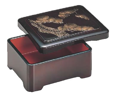 DX丼重 溜沈金松 42061130【料理演出用品】【丼重】【重箱】【漆器】【業務用】