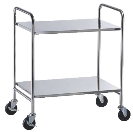 TKG 18-8衛生フラットワゴン 2段 ゴム車 【代引き不可】【配膳ワゴン 配膳カート】【厨房用カート サー..