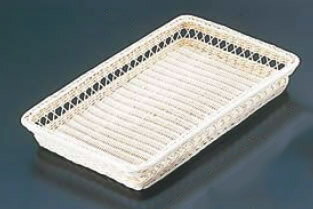 籐 スカシ浅型パンカゴ 46号 白 16-730W【かご】【バスケット】【業務用】