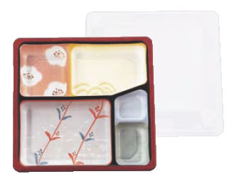 夢彩ごぜん TSR-70 柄付/透明(50セット)【使い捨て容器】【使い捨て食器】【プラ容器】【業務用】