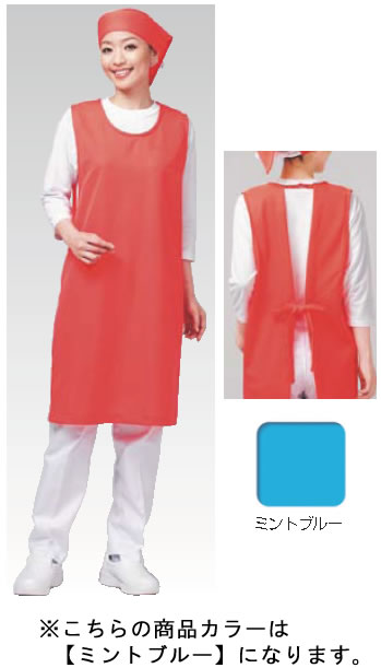 アイメッシュエプロン ノースリーブタイプ E5100 11ミントブルー【厨房エプロン】【食品工場】【飲食店用】【業務用】