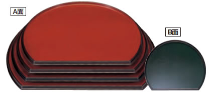 半月両面盆 後藤/グリーン布目 尺5寸【お盆】【和食盆】【敷膳】【御膳盆】【会席盆】【懐石盆】【半月..