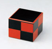 4寸2段黒市松内朱弁当T字仕切付【松花堂】【弁当箱】【幕の内弁当】【宴会弁当】【懐石】【C-4-70】