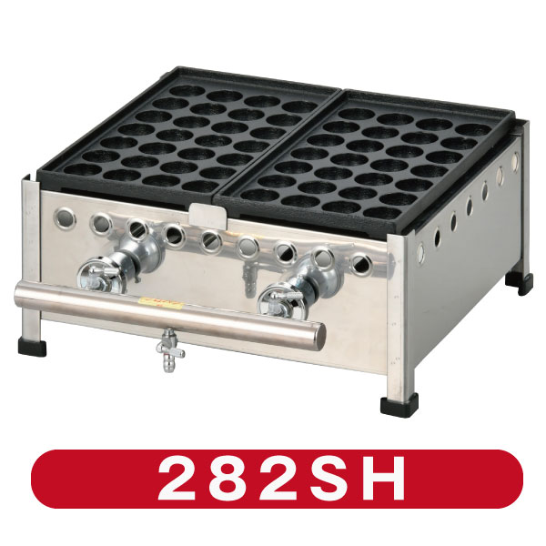 新製品 たこ焼き器28穴×2連 フチ高 鉄鋳物 282SH(代引・送料無料) 新品