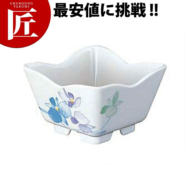 すみれ 花形 角小鉢（小） VO-86 【ctss】 メラミン食器 給食用食器 食堂 幼稚園 保育園 学校 介護用 和食器 業務用メラミン食器 業務用プラスチック食器 割れない 軽い 軽量